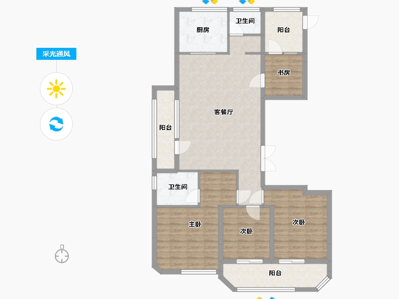 浙江省-金华市-现代城市花园-103.84-户型库-采光通风