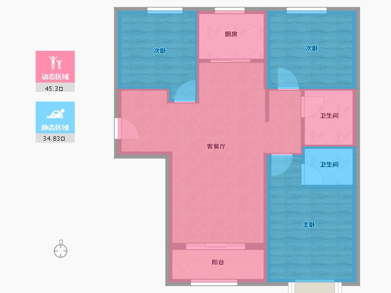 北京-北京市-住总兴创·如遇-71.84-户型库-动静分区