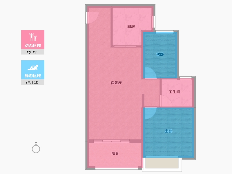 陕西省-咸阳市-金科集美嘉悦-65.37-户型库-动静分区