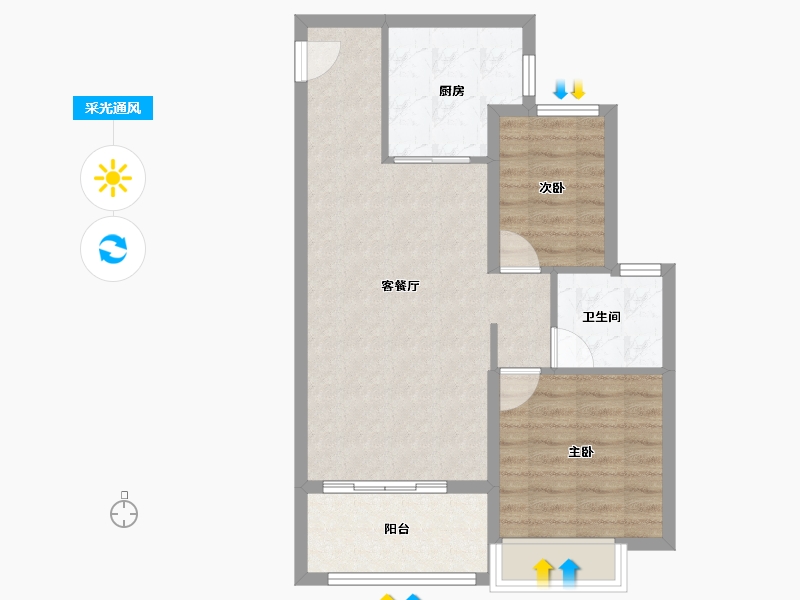 陕西省-咸阳市-金科集美嘉悦-65.37-户型库-采光通风