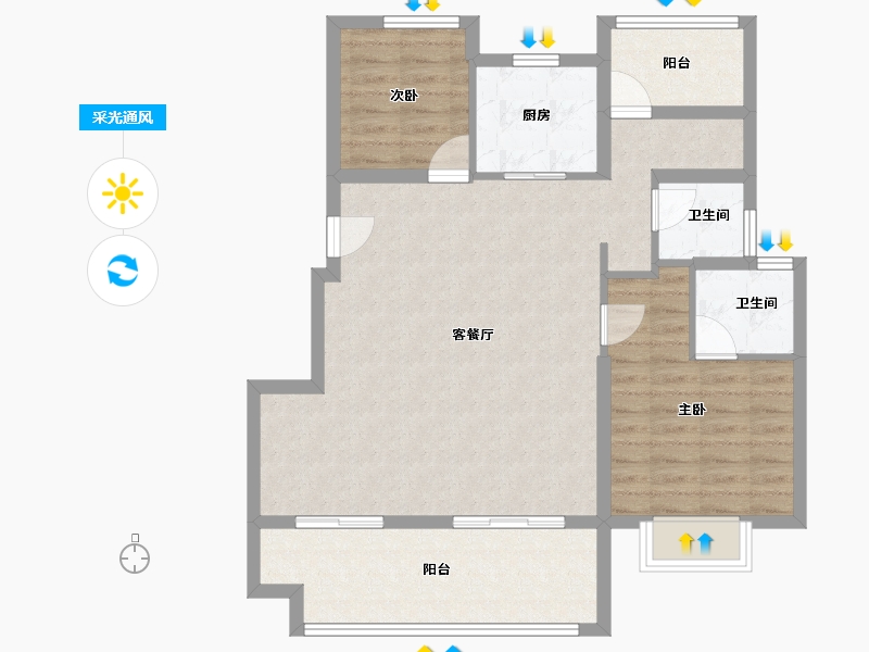 安徽省-合肥市-中南宸悦-88.00-户型库-采光通风