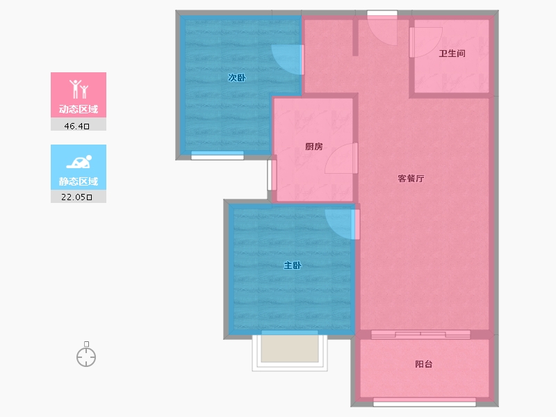 北京-北京市-住总兴创·如遇-61.68-户型库-动静分区