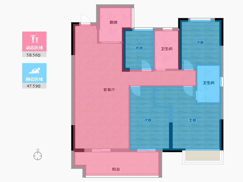 江苏省-南京市-恒泰悦熙台-95.00-户型库-动静分区