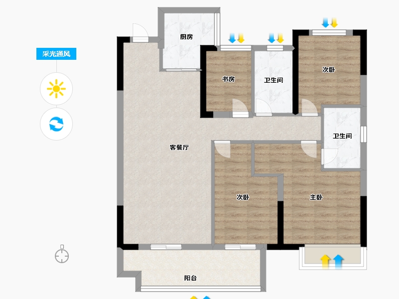 江苏省-南京市-恒泰悦熙台-95.00-户型库-采光通风