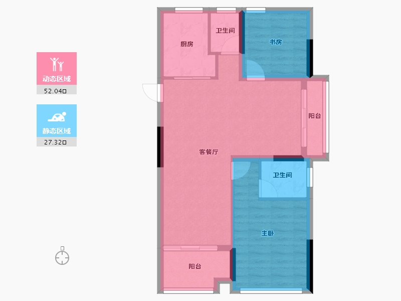 浙江省-嘉兴市-鸿栩·蔚蓝海岸府-71.20-户型库-动静分区