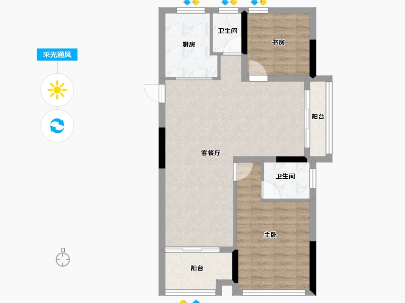 浙江省-嘉兴市-鸿栩·蔚蓝海岸府-71.20-户型库-采光通风