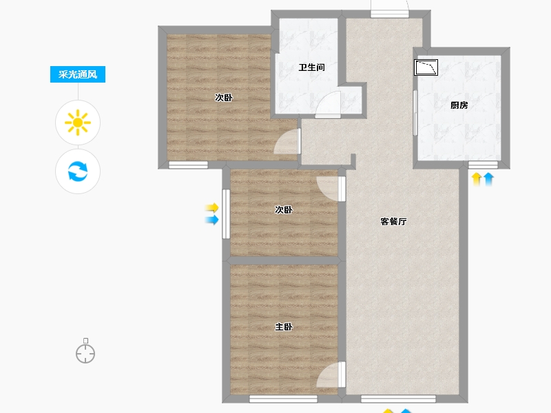 天津-天津市-中海城市广场钻石湾-88.00-户型库-采光通风