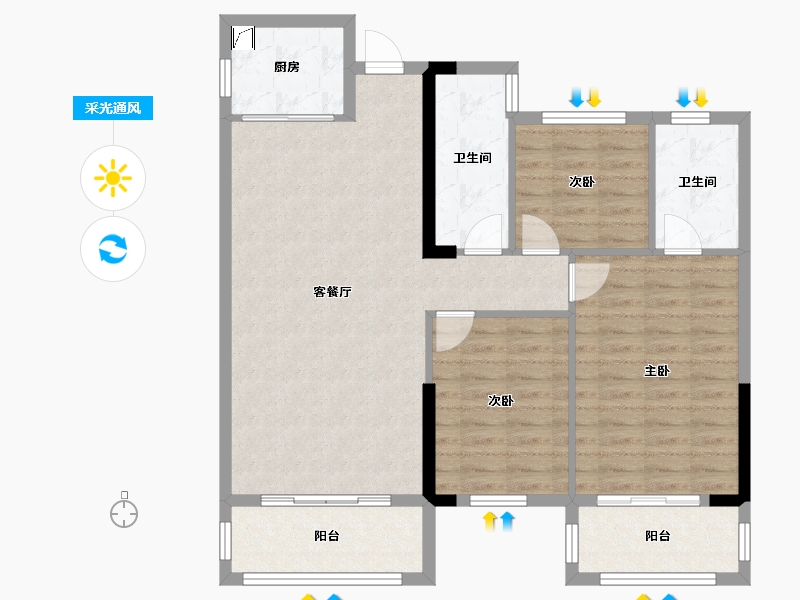 河南省-驻马店市-锦尚名城-98.00-户型库-采光通风