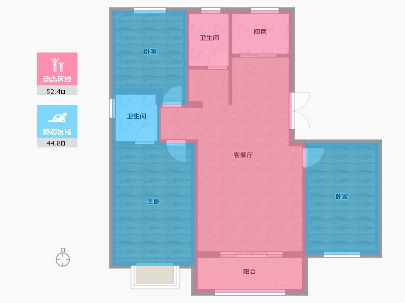 黑龙江省-哈尔滨市-江御府-87.13-户型库-动静分区