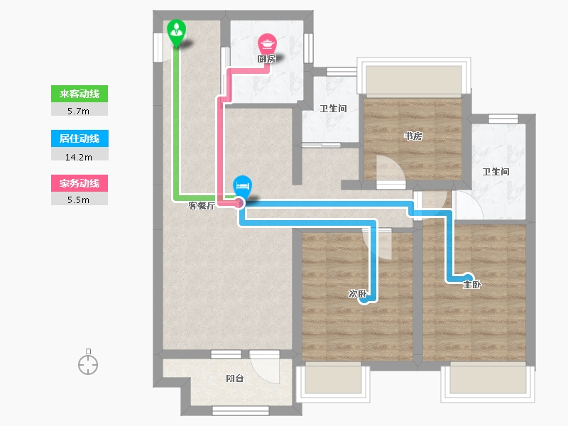 辽宁省-沈阳市-中梁金科玖禧-73.43-户型库-动静线