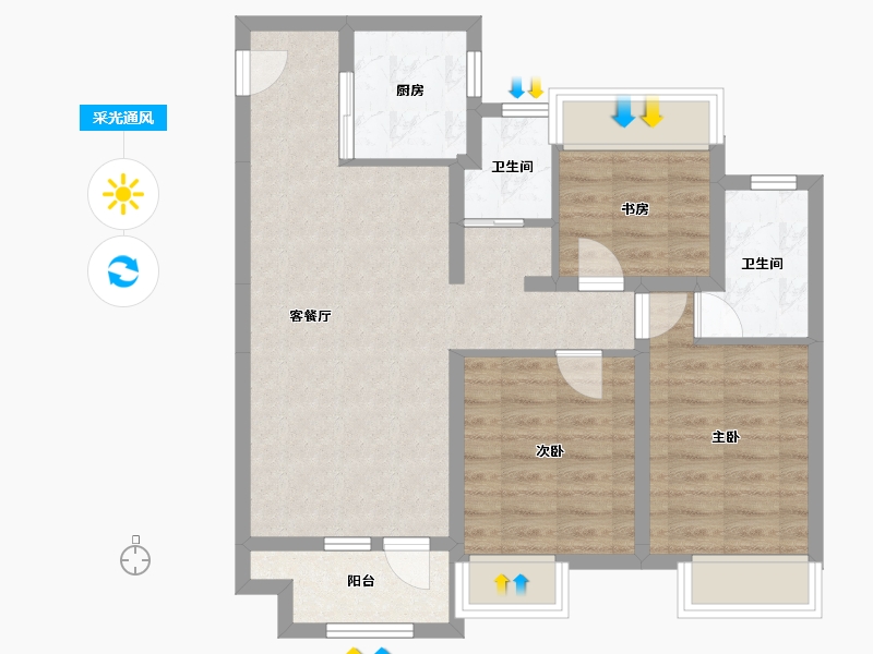 辽宁省-沈阳市-中梁金科玖禧-73.43-户型库-采光通风