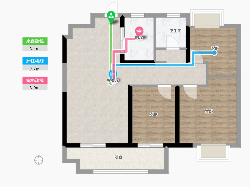 江苏省-常州市-弘阳上坤云峯-75.95-户型库-动静线