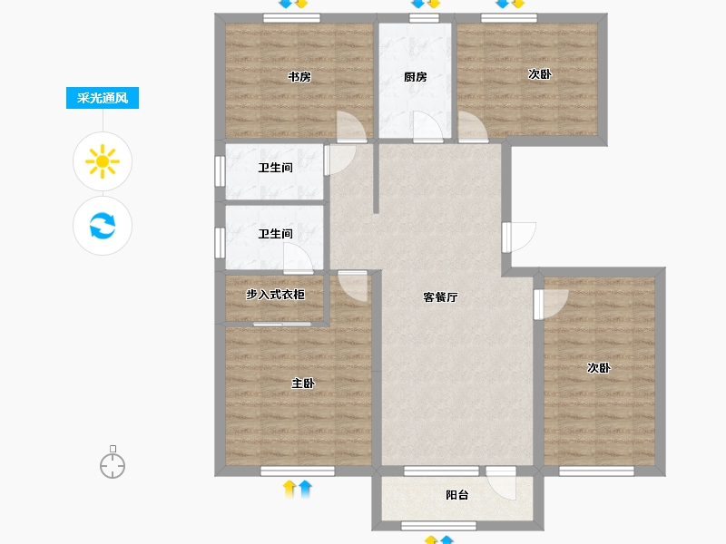 山东省-烟台市-鑫发小区-111.00-户型库-采光通风