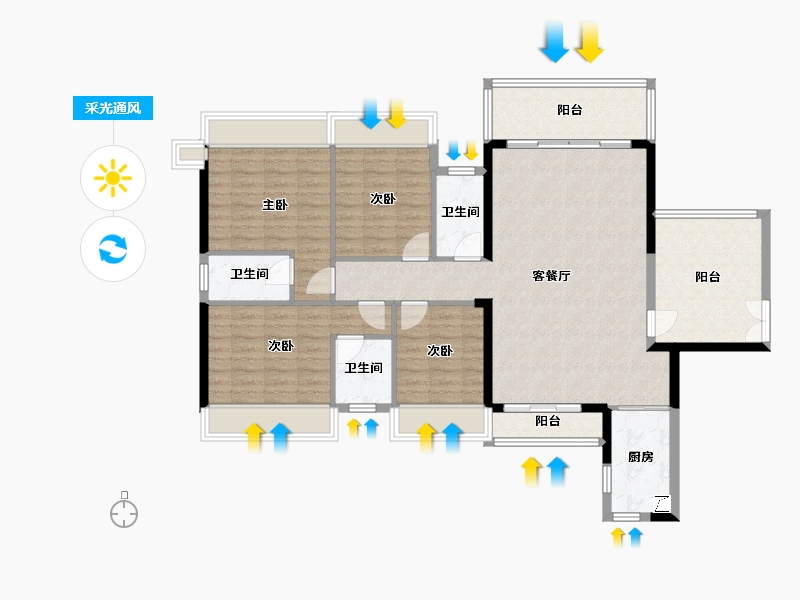 广东省-汕尾市-钻石1号-143.00-户型库-采光通风