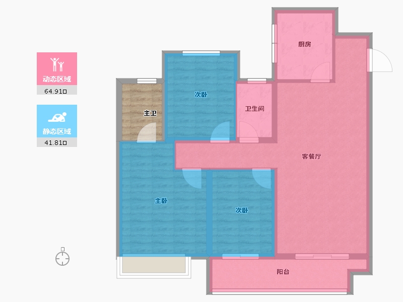 浙江省-舟山市-岱美银河湾-100.80-户型库-动静分区