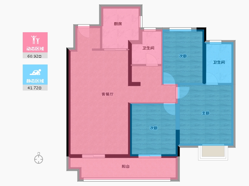 江苏省-常州市-弘阳上坤云革-84.80-户型库-动静分区