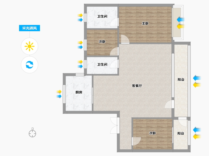 山东省-淄博市-金鼎盛湖壹号-120.00-户型库-采光通风