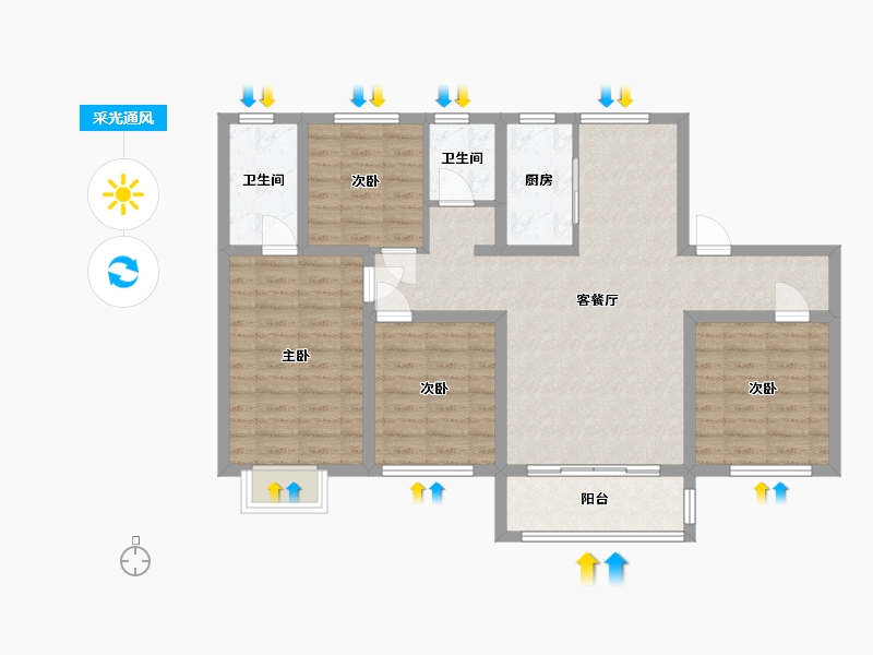 河北省-沧州市-中城国际-120.00-户型库-采光通风