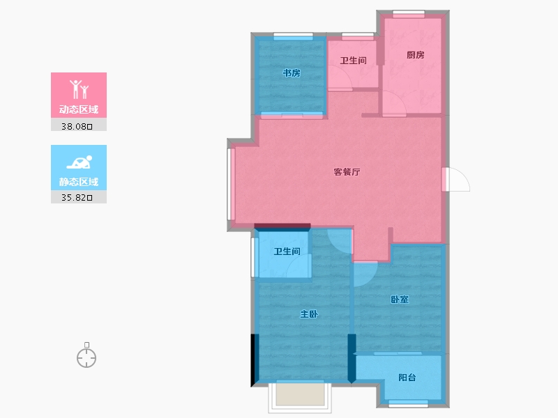 浙江省-嘉兴市-江南一品-66.40-户型库-动静分区