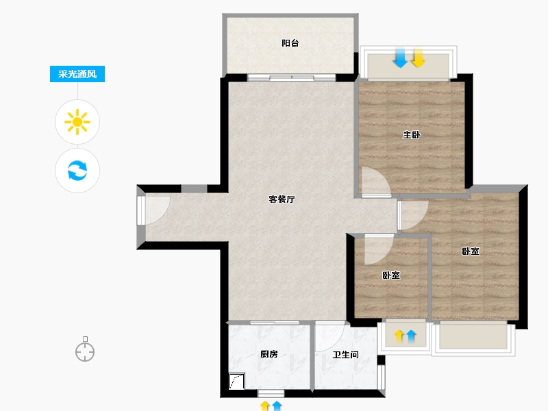 广东省-湛江市-华邦玥珑湾-75.98-户型库-采光通风