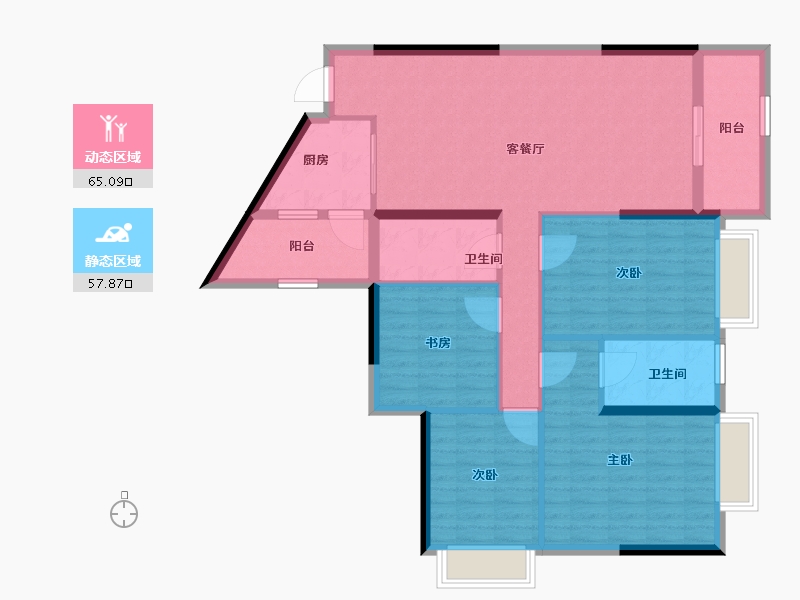 广西壮族自治区-河池市-大化恒刚天誉华府-110.89-户型库-动静分区