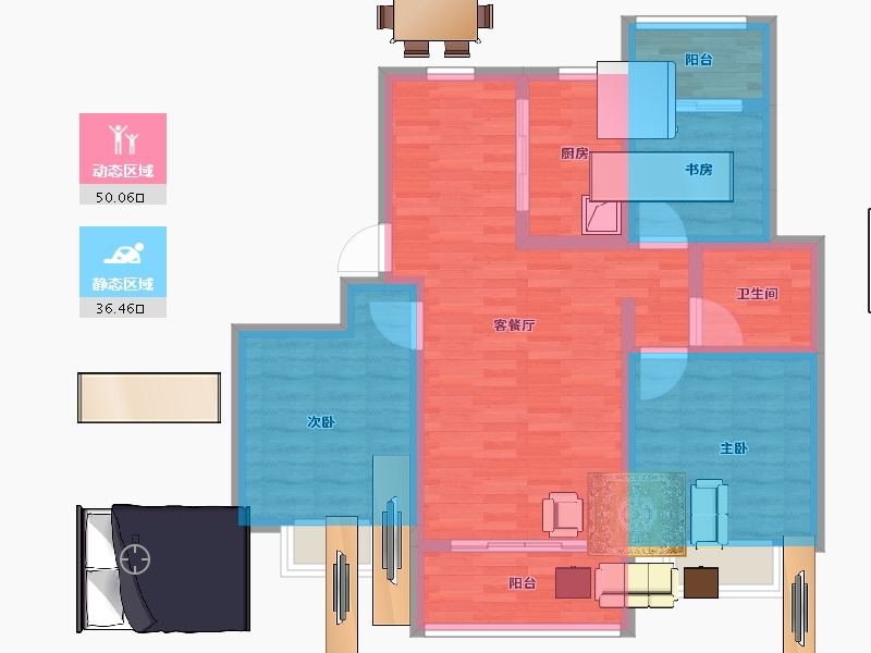 浙江省-宁波市-科创紫荆府-76.01-户型库-动静分区