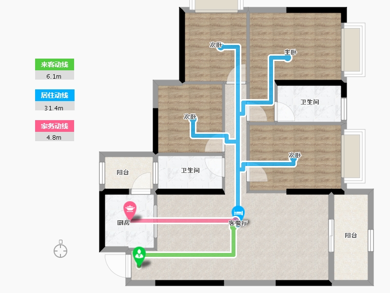 广西壮族自治区-河池市-大化恒刚天誉华府-110.05-户型库-动静线