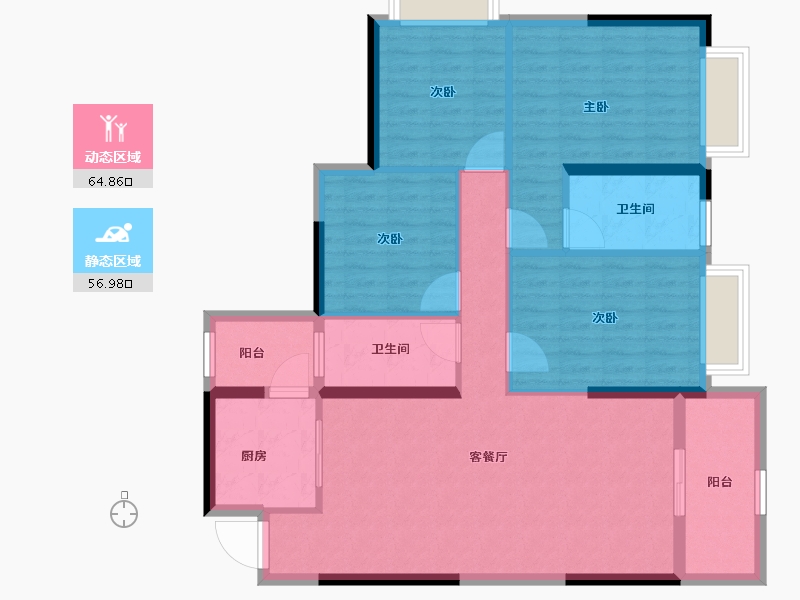 广西壮族自治区-河池市-大化恒刚天誉华府-110.05-户型库-动静分区