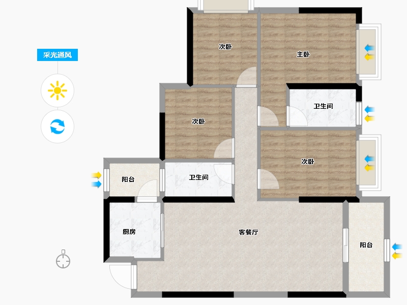 广西壮族自治区-河池市-大化恒刚天誉华府-110.05-户型库-采光通风