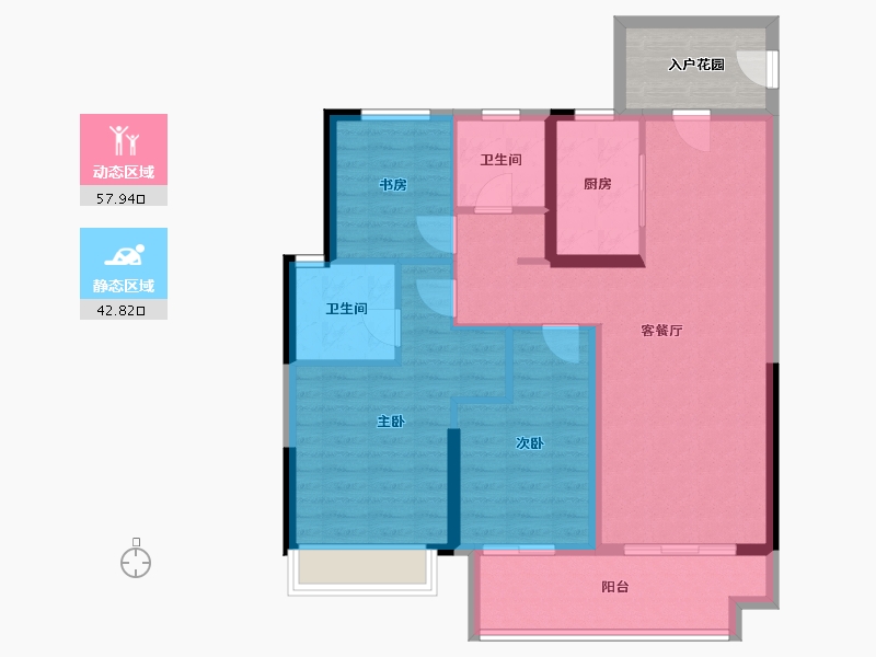 河南省-郑州市-正弘铂悦-95.86-户型库-动静分区