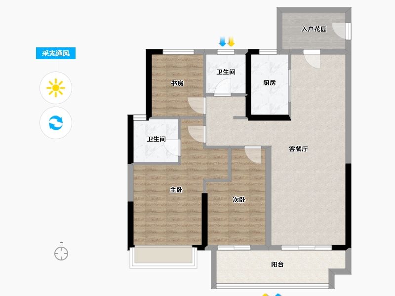 河南省-郑州市-正弘铂悦-95.86-户型库-采光通风