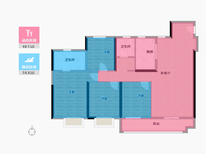 江苏省-常州市-弘阳上坤云峯-114.40-户型库-动静分区