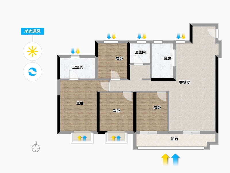 江苏省-常州市-弘阳上坤云峯-114.40-户型库-采光通风