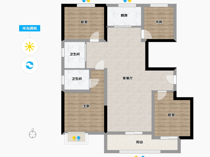 河南省-濮阳市-建业通和府-101.84-户型库-采光通风