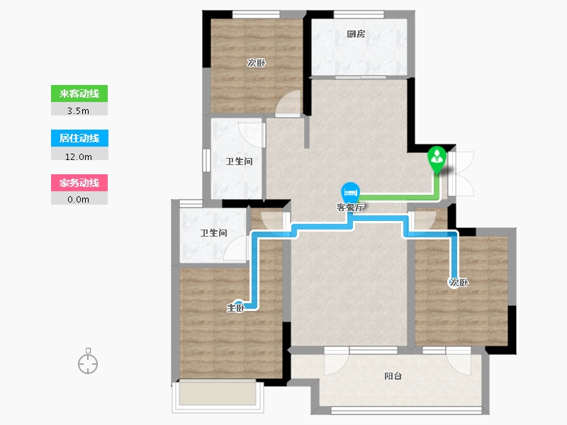 山东省-淄博市-淄博周村吾悦广场​-90.48-户型库-动静线