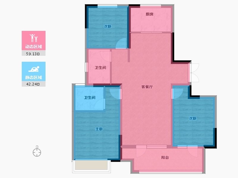 山东省-淄博市-淄博周村吾悦广场​-90.48-户型库-动静分区