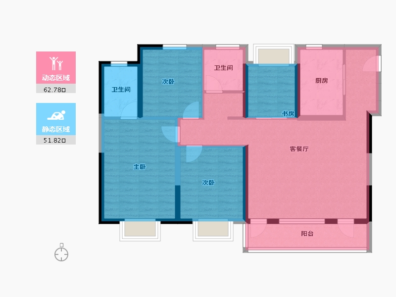 江苏省-常州市-弘阳上坤云革-102.40-户型库-动静分区