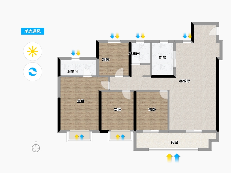 江苏省-常州市-弘阳上坤云革-114.40-户型库-采光通风