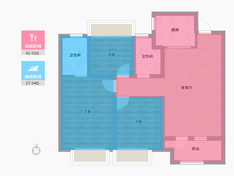 辽宁省-沈阳市-中梁金科玖禧-69.36-户型库-动静分区