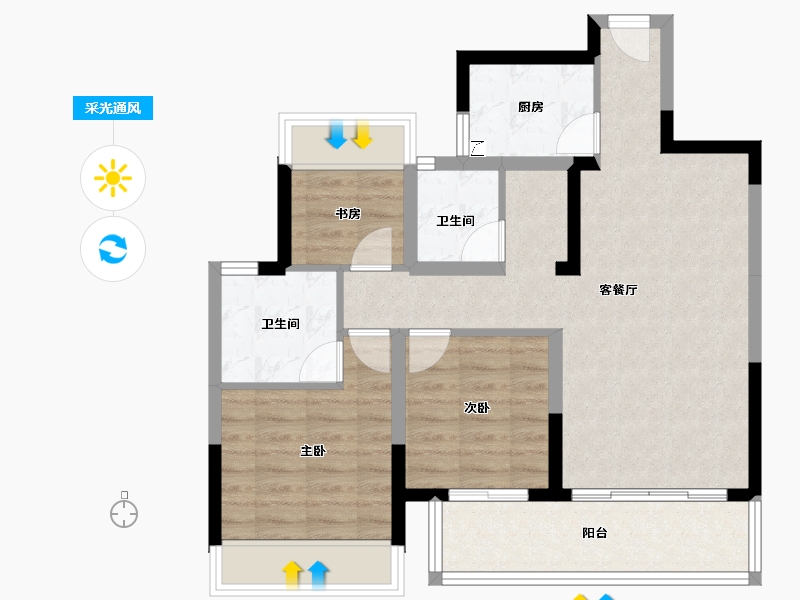 广西壮族自治区-南宁市-光明城市四期-75.05-户型库-采光通风