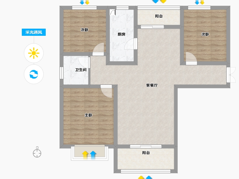 陕西省-西安市-天鹅湖-91.14-户型库-采光通风