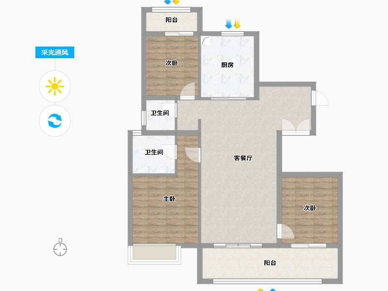 河南省-周口市-忆江南-101.56-户型库-采光通风