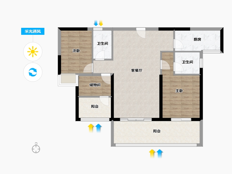 广东省-韶关市-碧桂园太阳城-95.97-户型库-采光通风