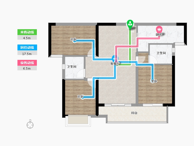 湖南省-长沙市-爱情公望府-86.86-户型库-动静线