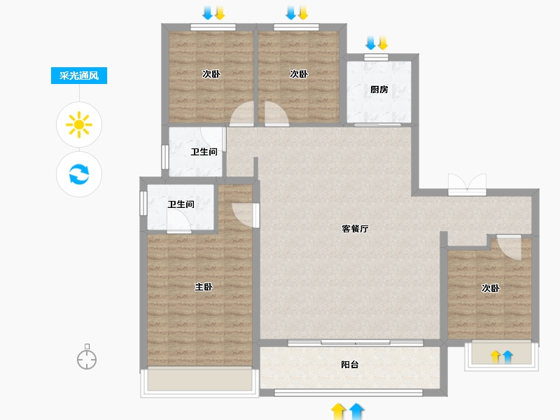 山东省-滨州市-绿地雲栖桃源-116.80-户型库-采光通风