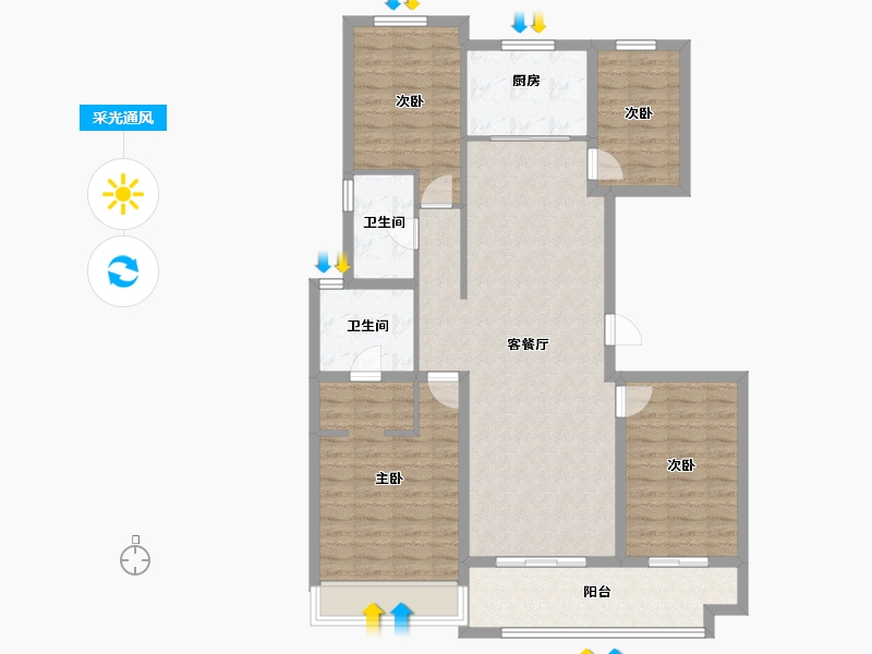 山东省-滨州市-恒兴·幸福城-110.40-户型库-采光通风