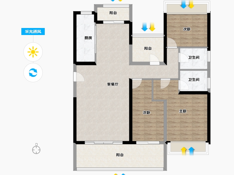 广东省-韶关市-碧桂园太阳城-113.32-户型库-采光通风