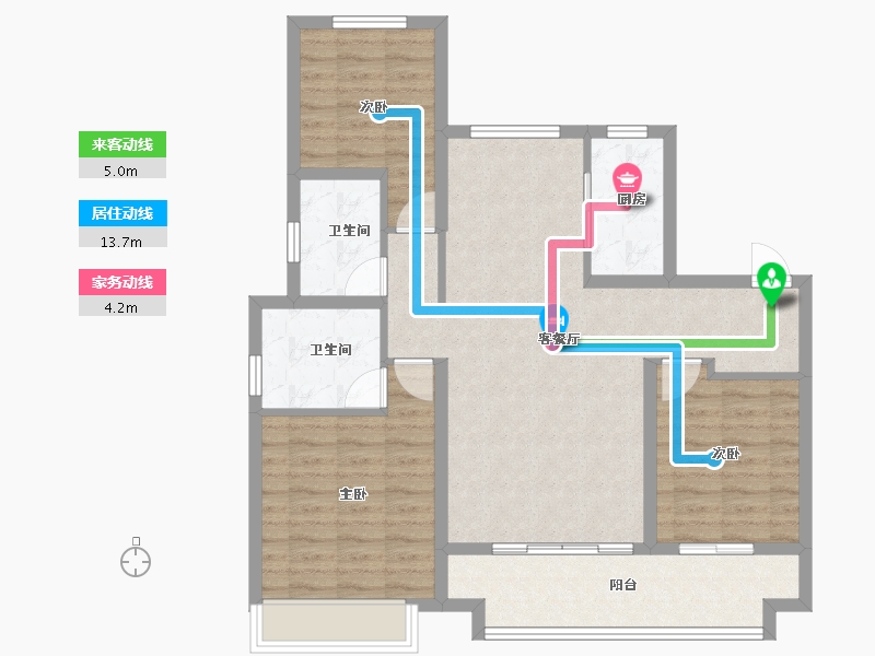 山东省-滨州市-绿地雲栖桃源-93.99-户型库-动静线