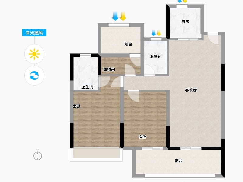 安徽省-宣城市-宛陵新语-98.00-户型库-采光通风