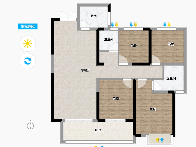 湖南省-长沙市-国欣向荣府-108.31-户型库-采光通风